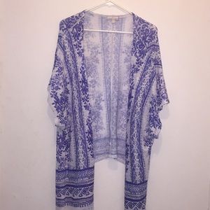 Moa Moa Sweaters - White and Purple Wrap Cardigan Moa Moa Sweaters - White and Purple Wrap Cardigan